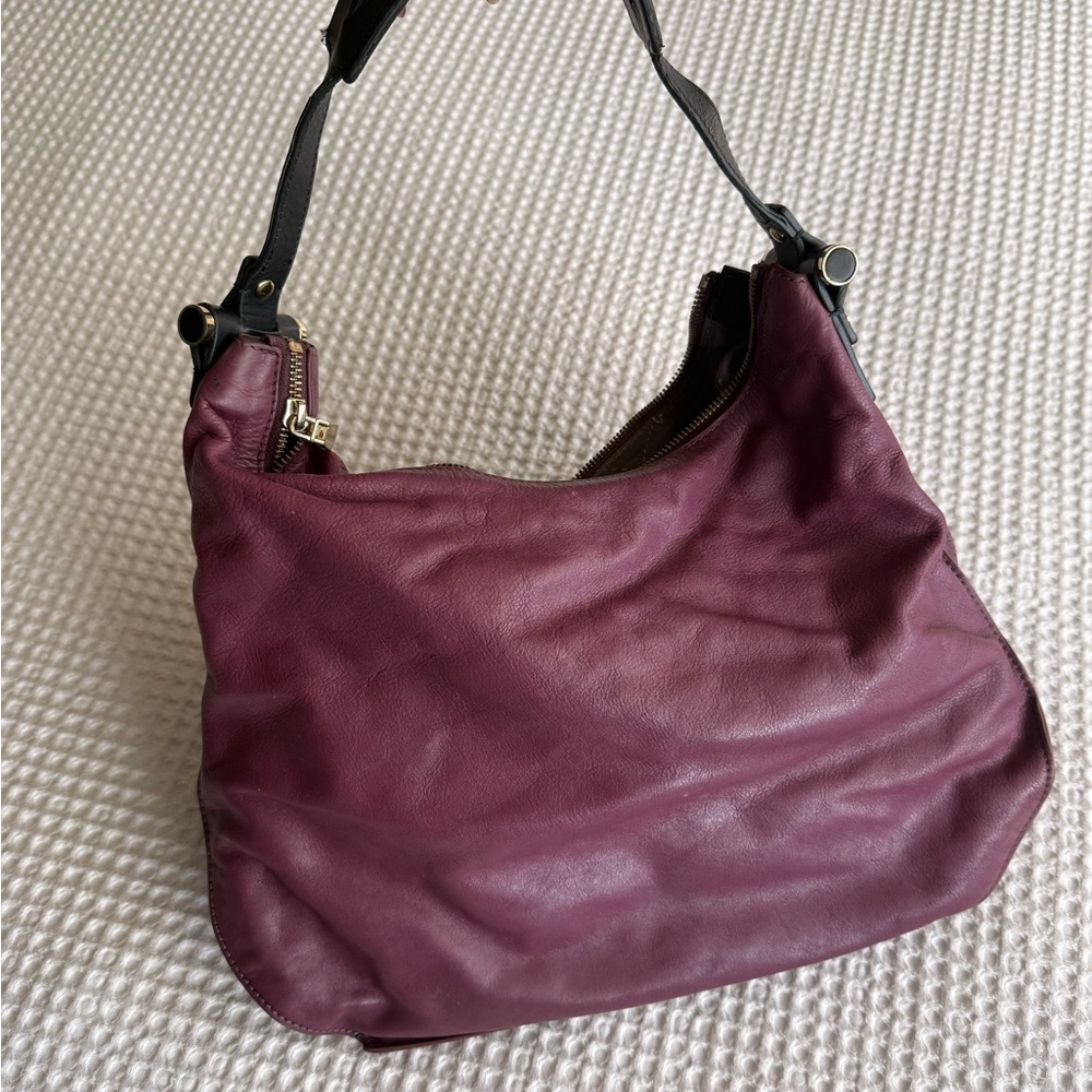 Vince Camuto Burgundy/ Purple Leather Shoulder Bag